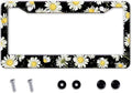 Daisy Flowers Car License Plate Frame, Flowers Print Tags Frames Holder Covers by MIXWIT
