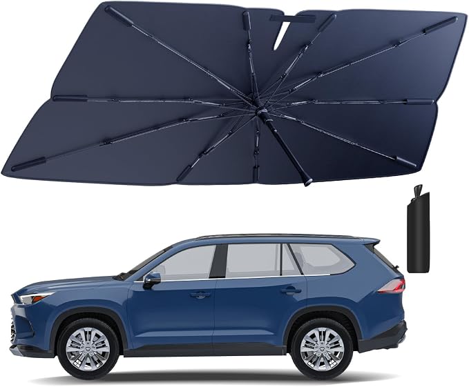 Windshield Sun Shade Umbrella for 2020-2025 Toyota Highlander Accessories: by HIMUMOY