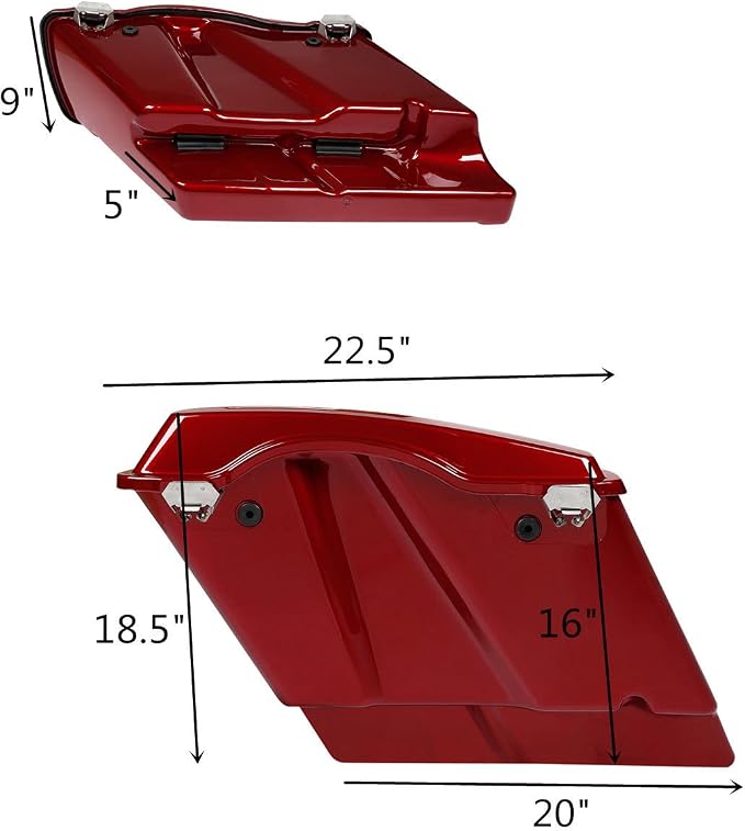 XFMT Motorcycle Stretched Saddlebags 5" Extended Hard Saddle Bags - Image 6