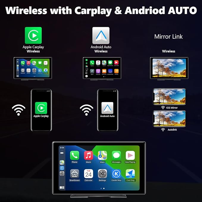 9inch Portable Carplay Screen for Car, Wireless Apple Carplay & Android Auto - Image 3