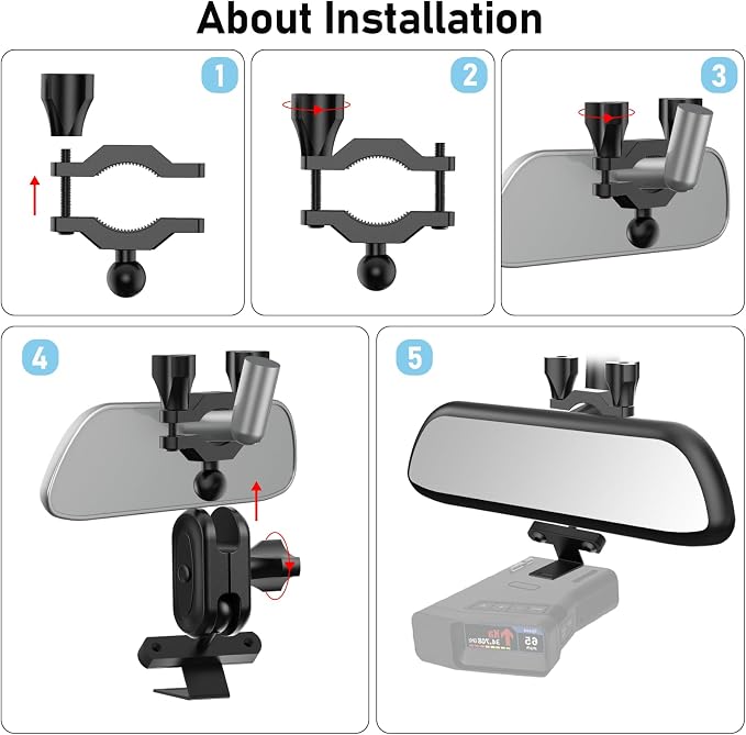 Car Rearview Mirror Radar Detector Mount, Suitable - Image 3