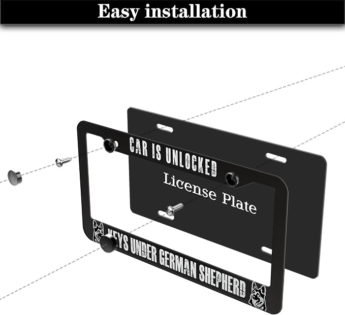 Front License Plate Bracket Black and White License Plate Frames Car is - Image 7
