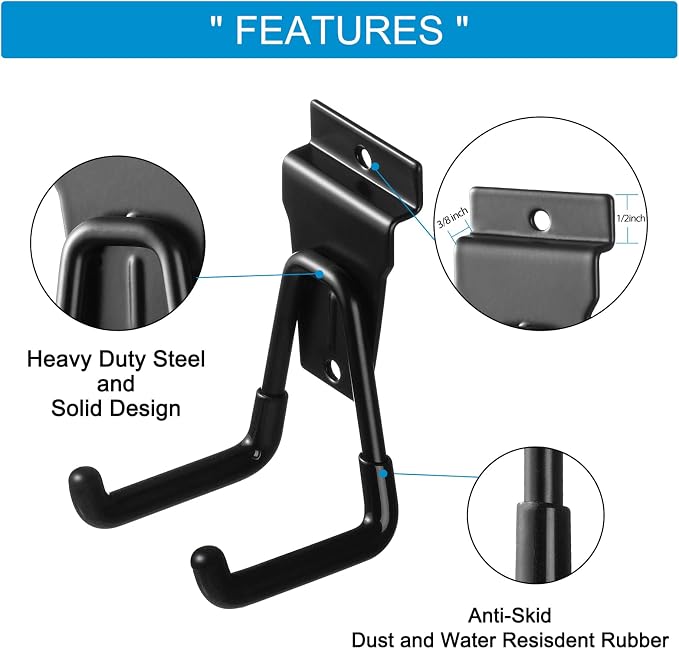 12Pack Slatwall Hooks Heavy Duty Slatwall Accessories Garage Slatwall Hooks and - Image 4