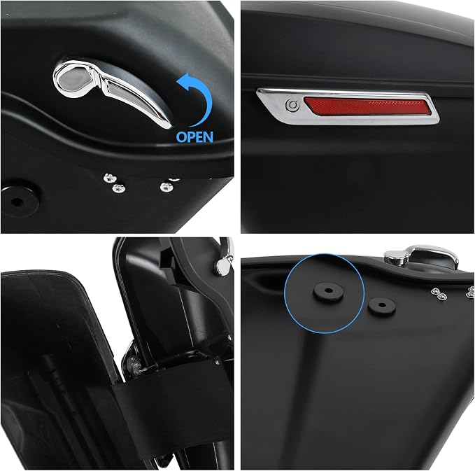 XFMT Motorcycle Hard Saddlebags Matte Black Saddle Bags Trunk W/Latches - Image 4