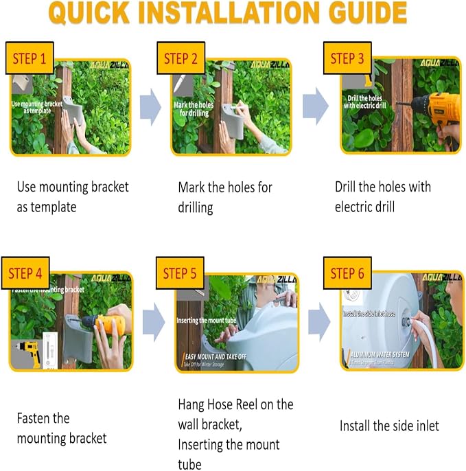 Retractable Garden Hose Reel, 5/8 in 100+6 ft, Heavy Duty Wall Mounted Water - Image 8