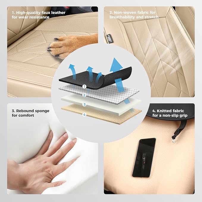 Beige Car Seat Covers Full Set - Image 6