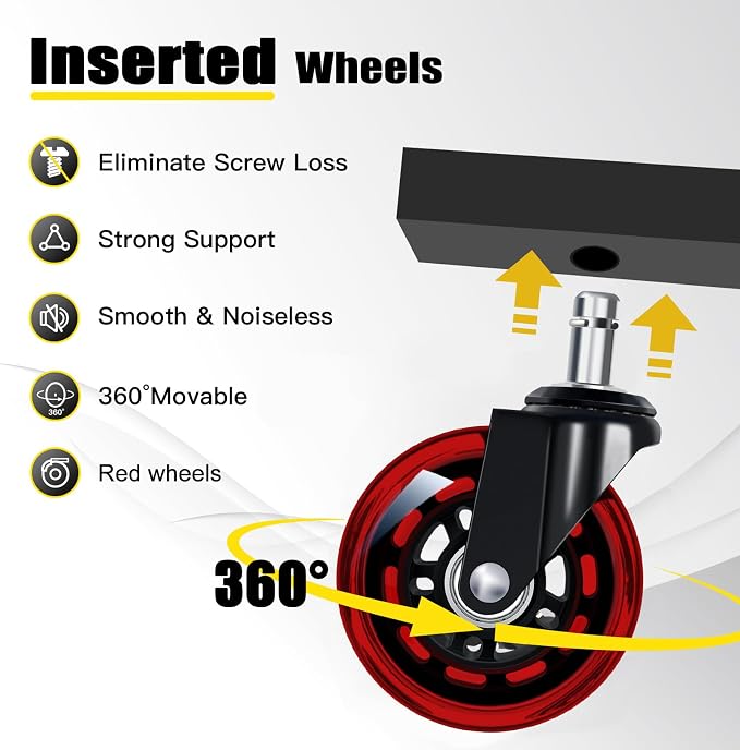 Rolling Stool with Red Wheels, Heavy Duty Garage Work Mechanic Rolling Shop - Image 2