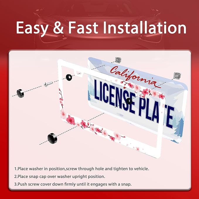 Personalise Beautiful Cherry Blossom License Plate Frame Floral Flowers License - Image 5