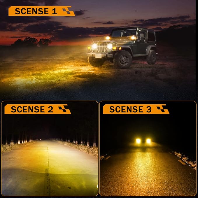 Auxbeam 4 Inch Round Offroad Light, 90W LED Amber White Spot Strobe Light Pods - Image 8
