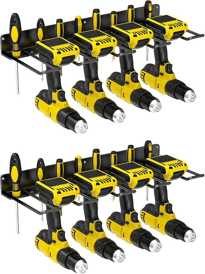 Drill Holder Wall Mount, Power Tool Organizer, Heavy Duty Metal Tool Storage by JSYONII