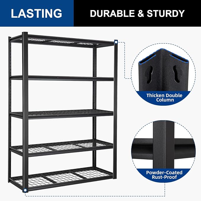 BILT HARD 48" W Garage Shelving 3000 LBS, 5-Tier Industrial Heavy Duty Storage - Image 6
