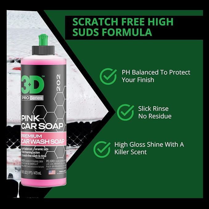 3D Pink Car Soap – 16 oz |pH Neutral Car Wash Soap - Image 3