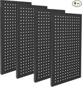 4 Pack Metal Pegboard Panels 24" x 12" Black Heavy Duty Steel Pegboard Wall by Chinrose