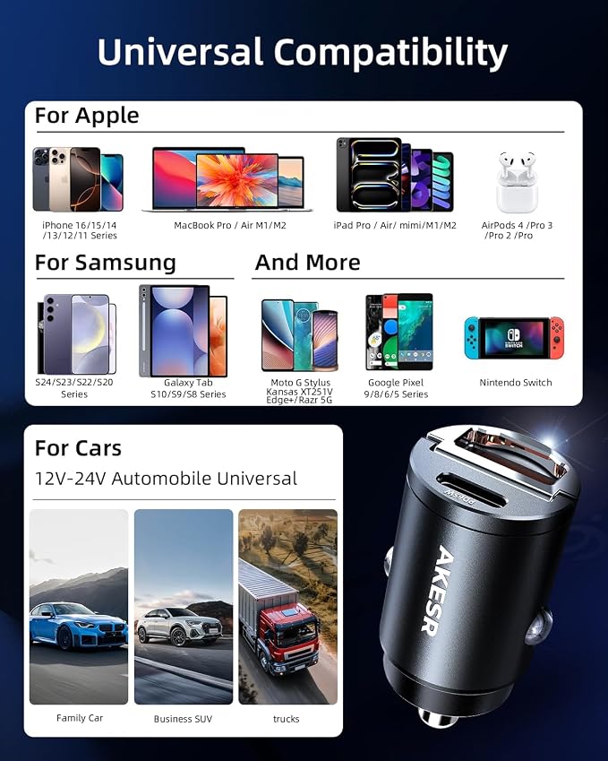 65W USB C Car Charger Fast Charging，12V USB Outlet Accesorios para - Image 8