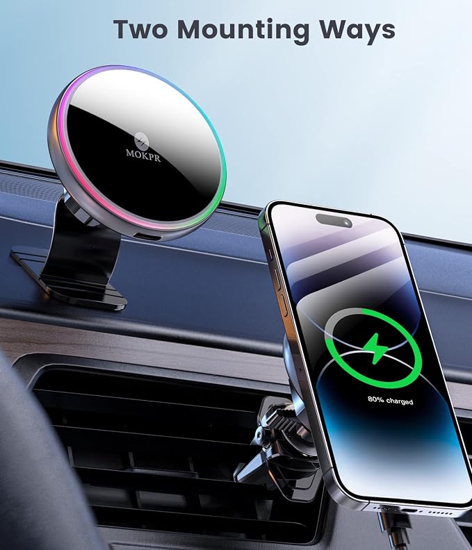 MOKPR for Magsafe Car Mount Charger-Wireless Car Charger-Magnetic Car Phone - Image 2