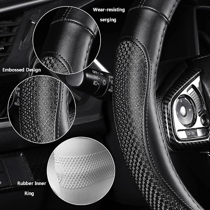 Leather Car Steering Wheel Cover 15 inch Universal Fit Microfiber Steering - Image 5