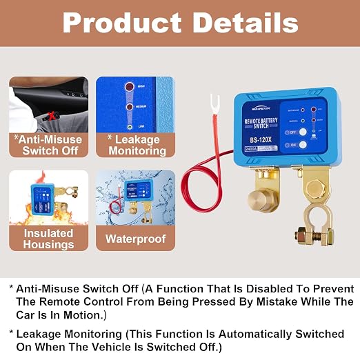 Kill Switch for Car, Battery Cut Off Switch 12V 120A, Smart Automatic Remote - Image 3