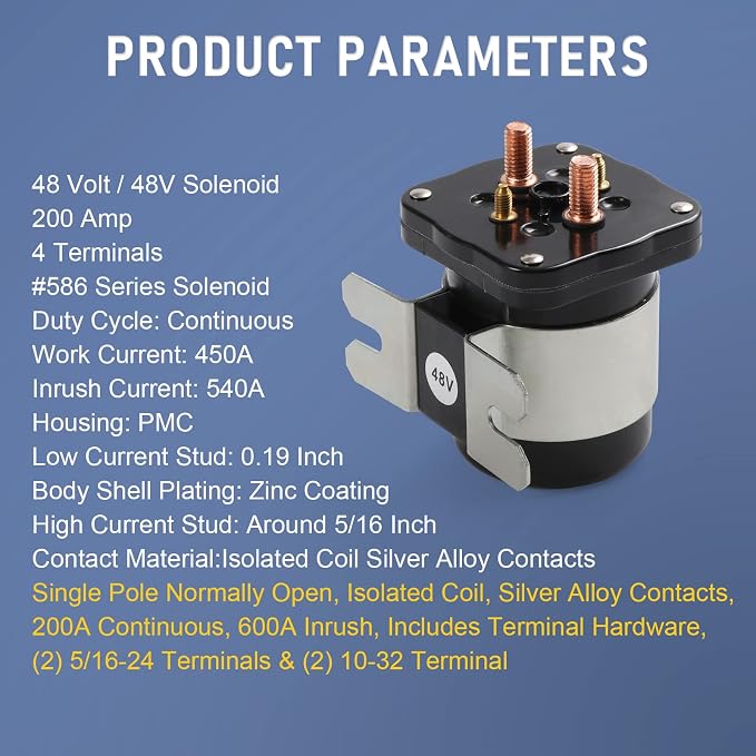 Heavy Duty 48V 4 Terminal Solenoid Heavy Duty 48V Solenoid Relay Switch - Image 5