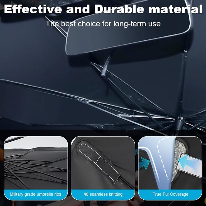Windshield Sun Shade Umbrella, Portable Foldable, Spring Structure Wind Shield - Image 6