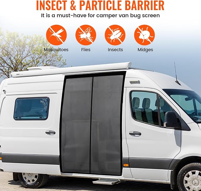71''H x 59''W Van Bug Screen Side Door Sliding Door Window Covers - Image 5