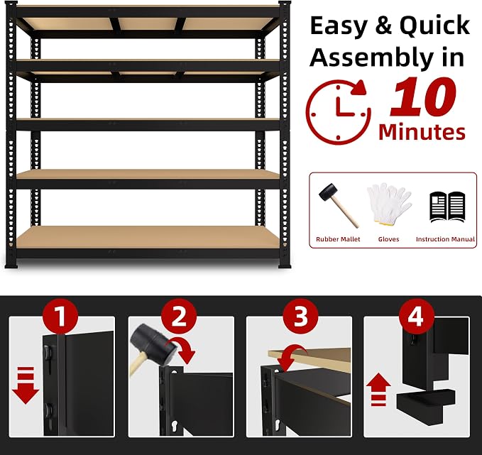 3 Packs 48" W x 24" D x 72" H Adjustable Garage Storage Shelves - Image 6