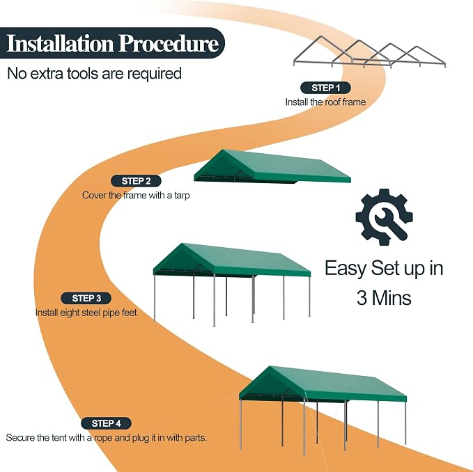 Shintenchi 10x20ft Heavy Duty Carport - Image 6