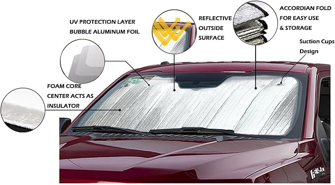 Big Hippo Car Windshield Sun Shade-Jumbo/Standard Car Window Shades Keeps - Image 4