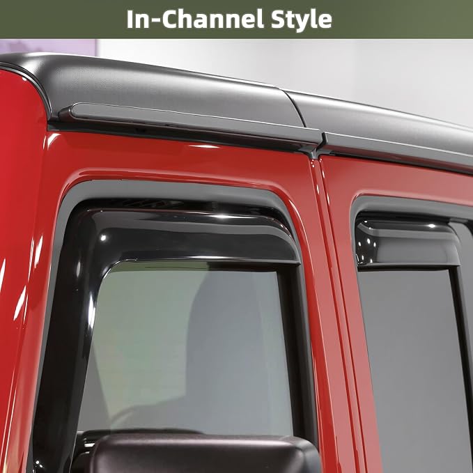 in Channel Rain Guards Fit for 2007-2018 Jeep Wrangler JK Unlimited 4-Door - Image 3
