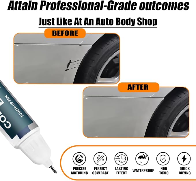Alpine White Touch Up Paint for BMW, Car Paint Pen Scratch Repair Two-In-One - Image 2