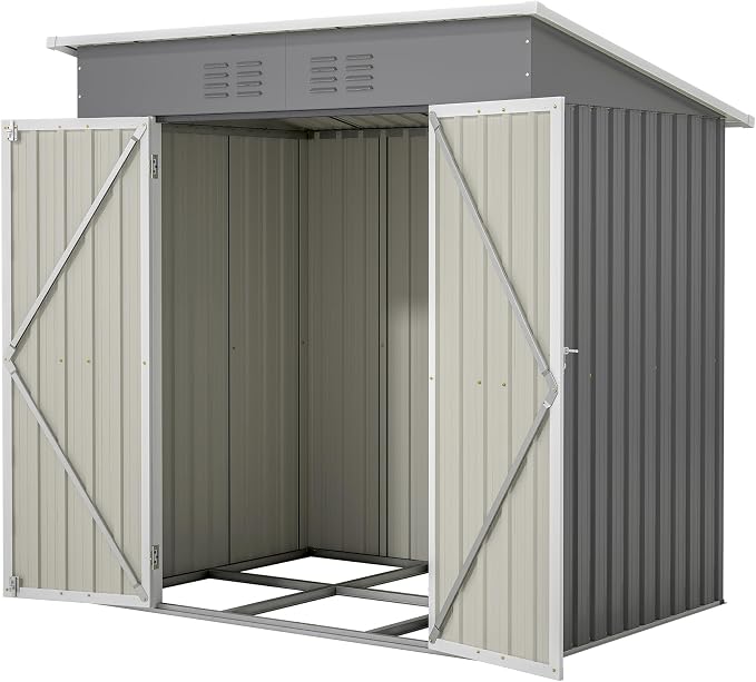 6 x 4 FT Outdoor Storage Metal Shed, Bike Garden Tool Shed - Image 9