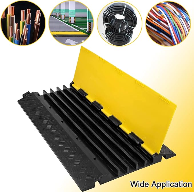 CXRCY 5 Channel Cable Protectors Ramp, 18000lbs Capacity Heavy Duty Rubber - Image 2