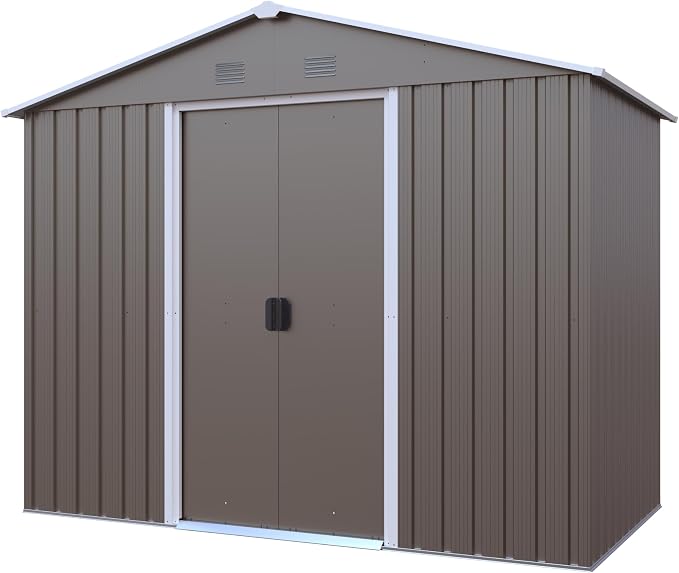 4x8 FT Outdoor Storage Shed, Metal Garden Shed - Image 8