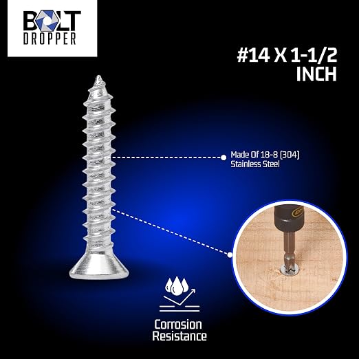 Bolt Dropper 25 Pack #14 x 1-1/2 Inch Stainless Steel Screws - Image 5