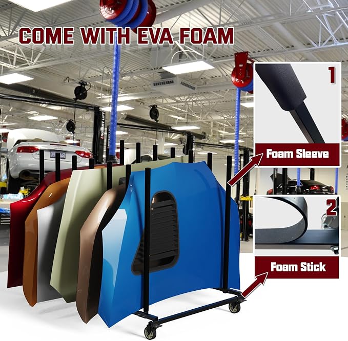 Vehicle Hood Storage Cart, 6 Hood Storage Rack - Image 6