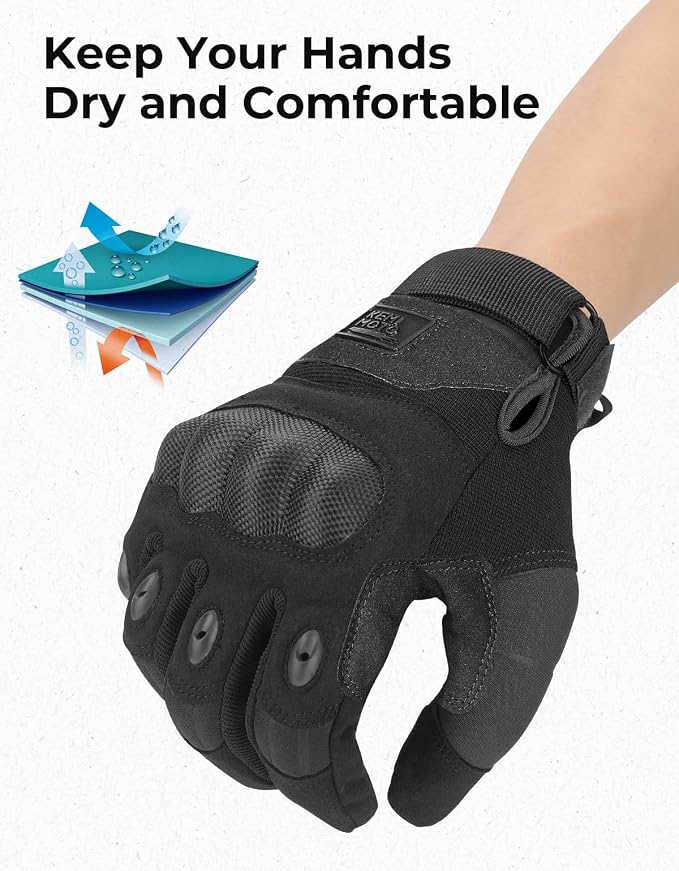 KEMIMOTO Tactical Gloves for Men, Touchscreen Motorcycle Gloves - Image 4
