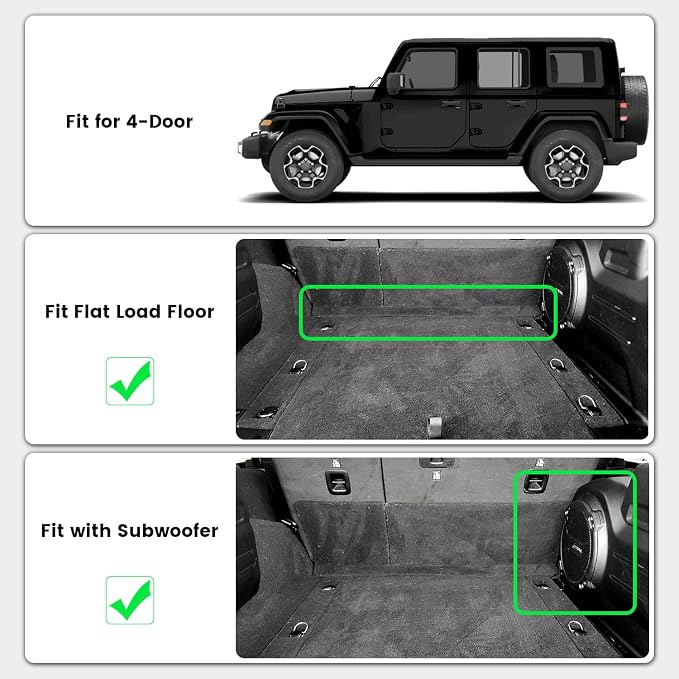 LASFIT Trunk Mat for Jeep Wrangler JL 2018-2025 4 Door Gas Type - Image 2