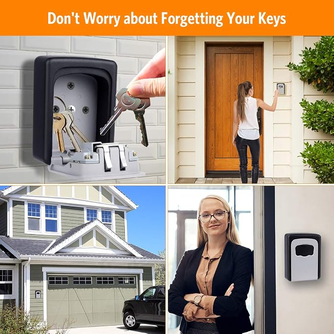 Fayleeko Key Lock Box Wall Mounted, 4 Digit Combination Lockbox - Image 2