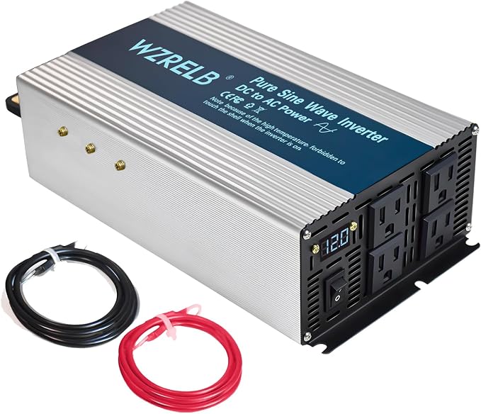 WZRELB 2000W Pure Sine Wave Inverter 12V DC to 110V 120V AC, Car Power Inverter by WZRELB