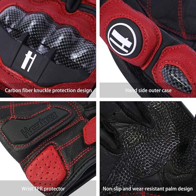 Harssidanzar Breathable Leather Motorcycle Gloves Touchscreen - Image 3