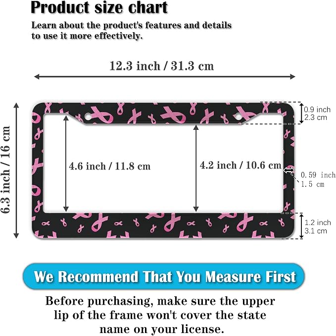 License Plate Frames for Men Black Powder Car License Plate Frame for Women - Image 2