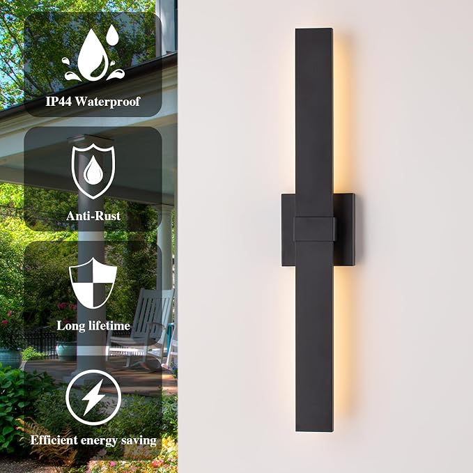 Modern Outdoor Wall Light Fixtures 27.2" Black Outdoor Porch Lights Exterior - Image 5