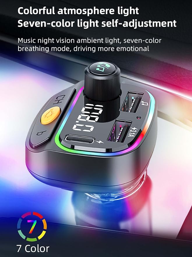 Bluetooth 5.3 FM Transmitter for Car, Wireless Car Charger - Image 3