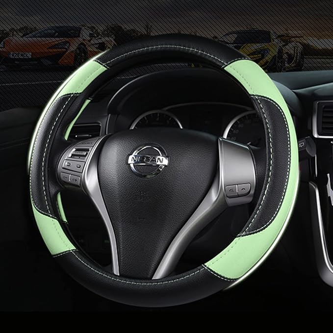 Leather Car Steering Wheel Cover, Non-Slip Car Wheel Cover Protector Breathable - Image 6
