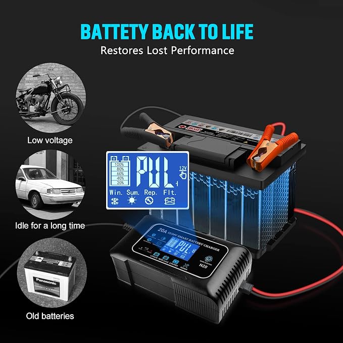 20-Amp Lifepo4 Lithium AGM Gel Smart Battery Charger, 12V/20A 24V/10A Trickle - Image 6