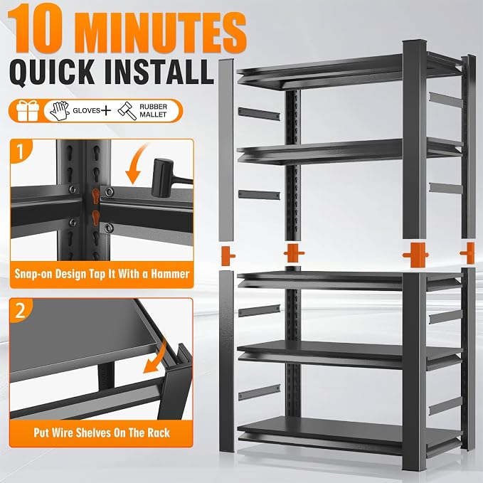 72" H Garage Shelving 3000LBS Heavy Duty Shelving Units and Storage Shelves - Image 4
