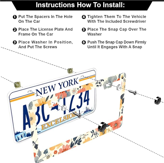 Colorful Floral Flowers License Plate Frames - Image 3