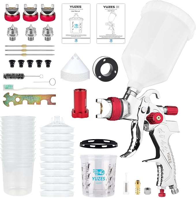 YUZES HVLP Spray Gun with 1.4/1.7/2.0mm Nozzles Set, Paint Spray Gun by YUZES