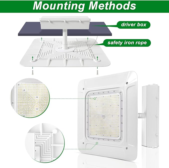 OSTEK LED Gas Station Canopy Light, 240W Carport Ceiling Light 5700K, Outdoor - Image 3