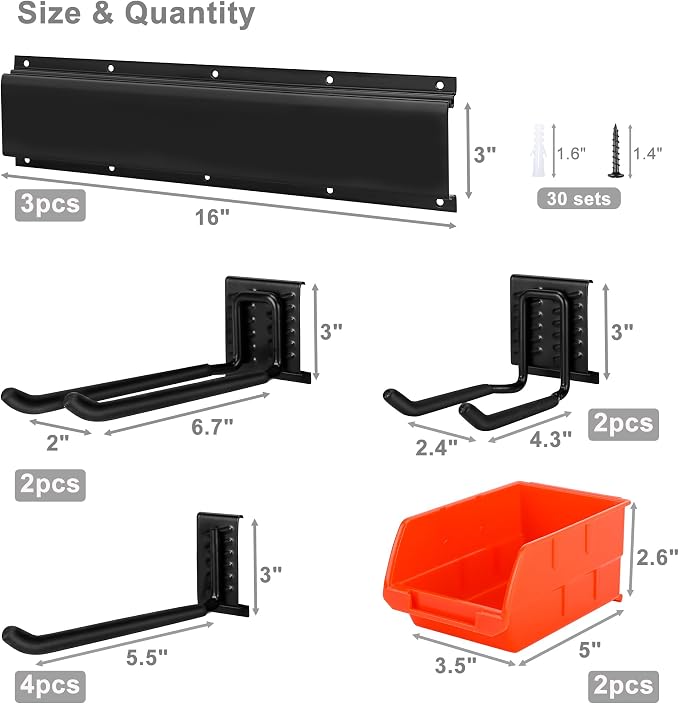 Garage Tool Organizer and Hanging Storage Rack, Heavy Duty Hooks - Image 2