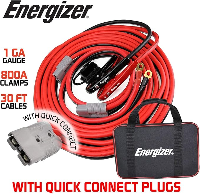 Energizer Jumper Cables, 30 feet, 1 Gauge, Booster Battery Cables - Image 2